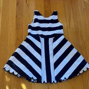 Polo Ralph Lauren Navy and White Striped scalloped dress